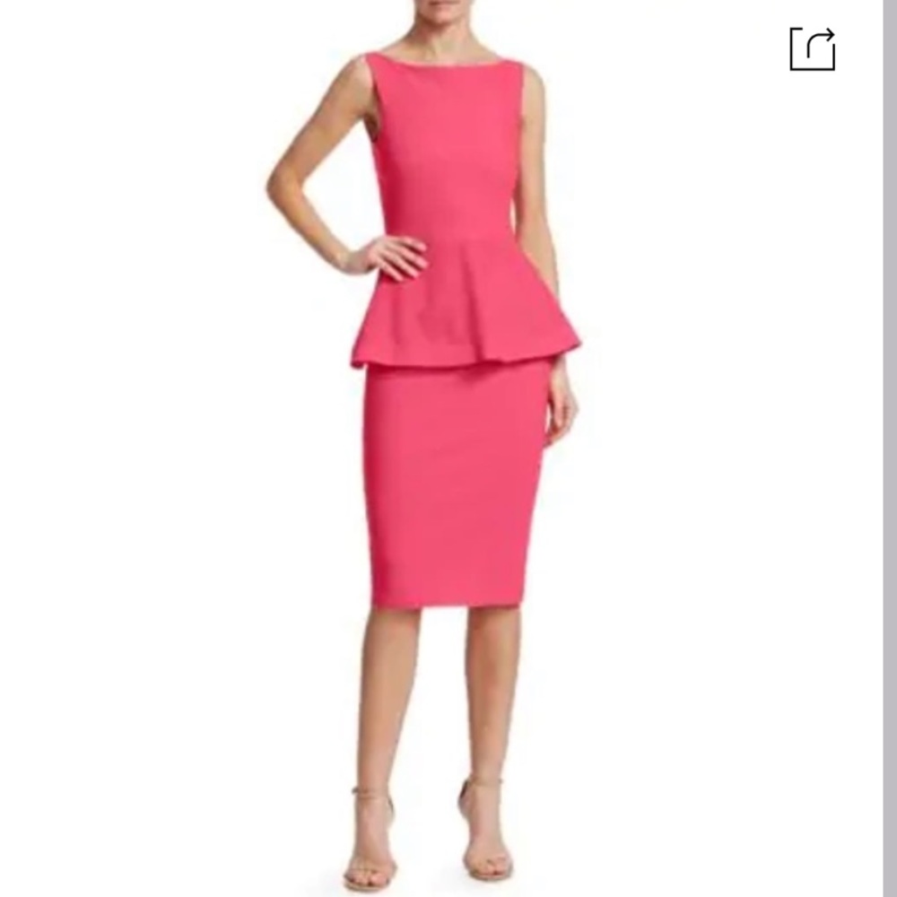 Chiara Boni la petite robe | Dominik Laser-cut Peplum Dress In Peach - Picture 3 of 8
